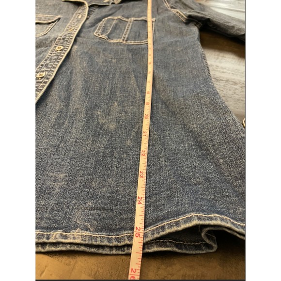 St. John's Bay Thick Stretchy Button Down Denim Shirt/Shacket- Sz MT - Picture 10 of 13